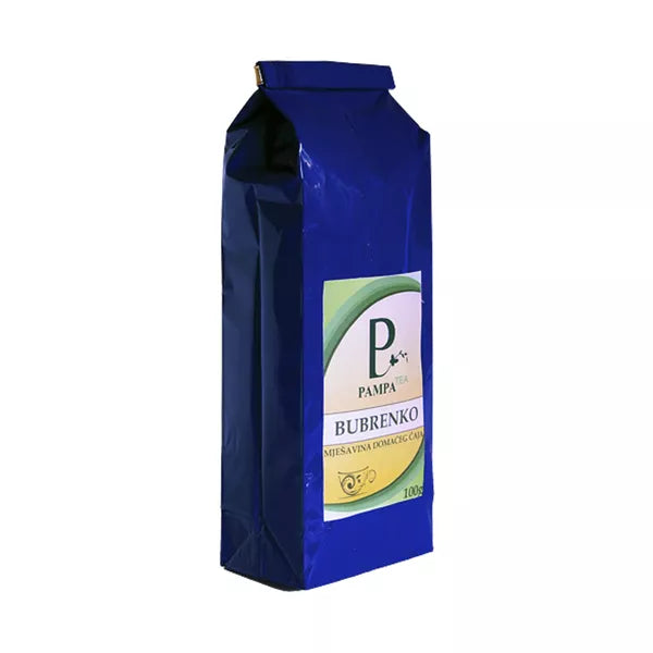 Čaj Bubrenko mješavina domaćeg čaja Pampa Tea 100g in blue packaging for kidney health.