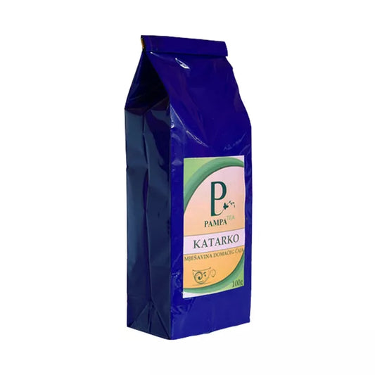 Čaj Katarko mješavina domaćeg čaja Pampa Tea 100g in blue packaging