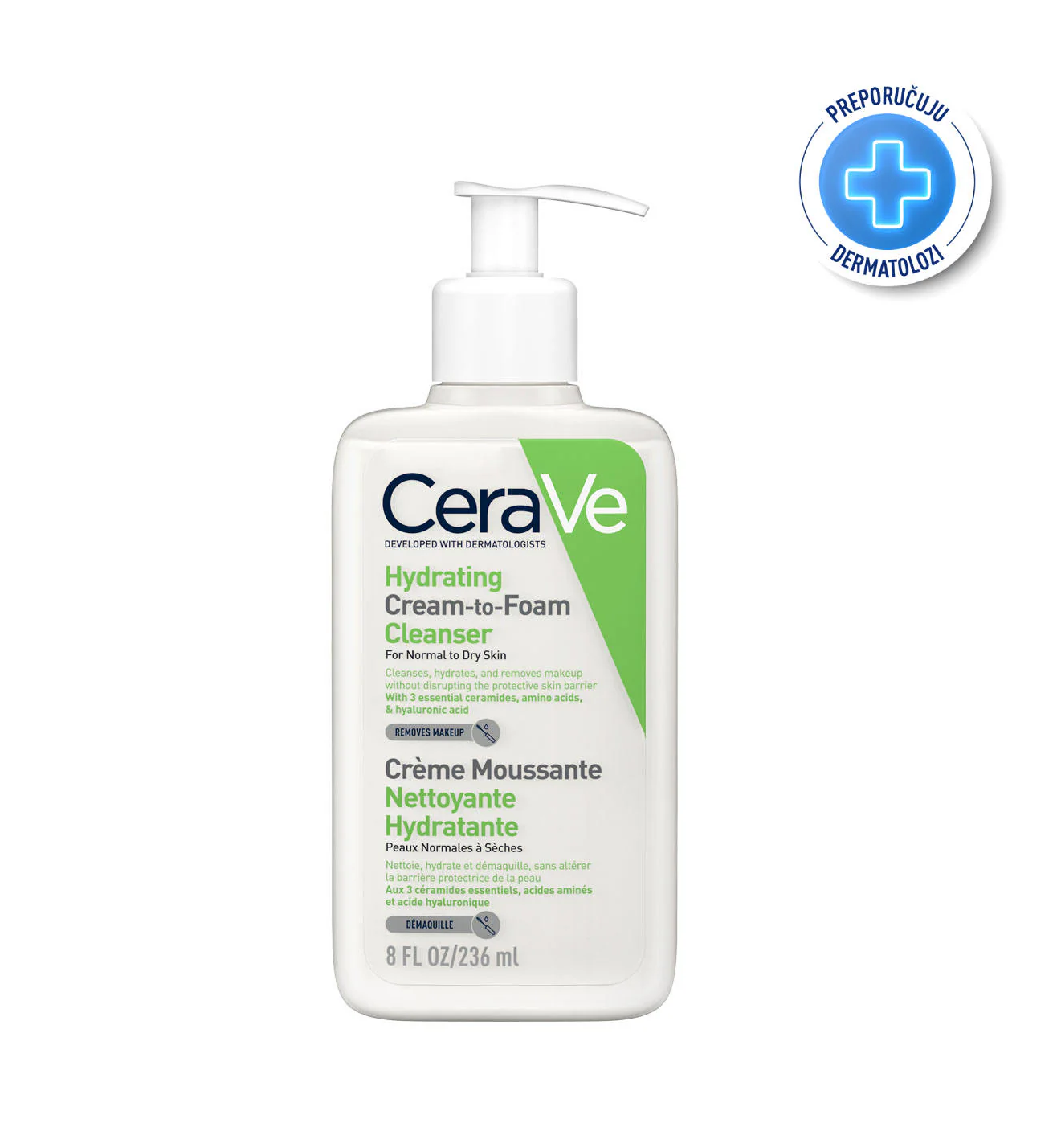 CeraVe Moisturizing Creamy-Foaming Cleansing Emulsion for Normal to Dry Skin 236 ml