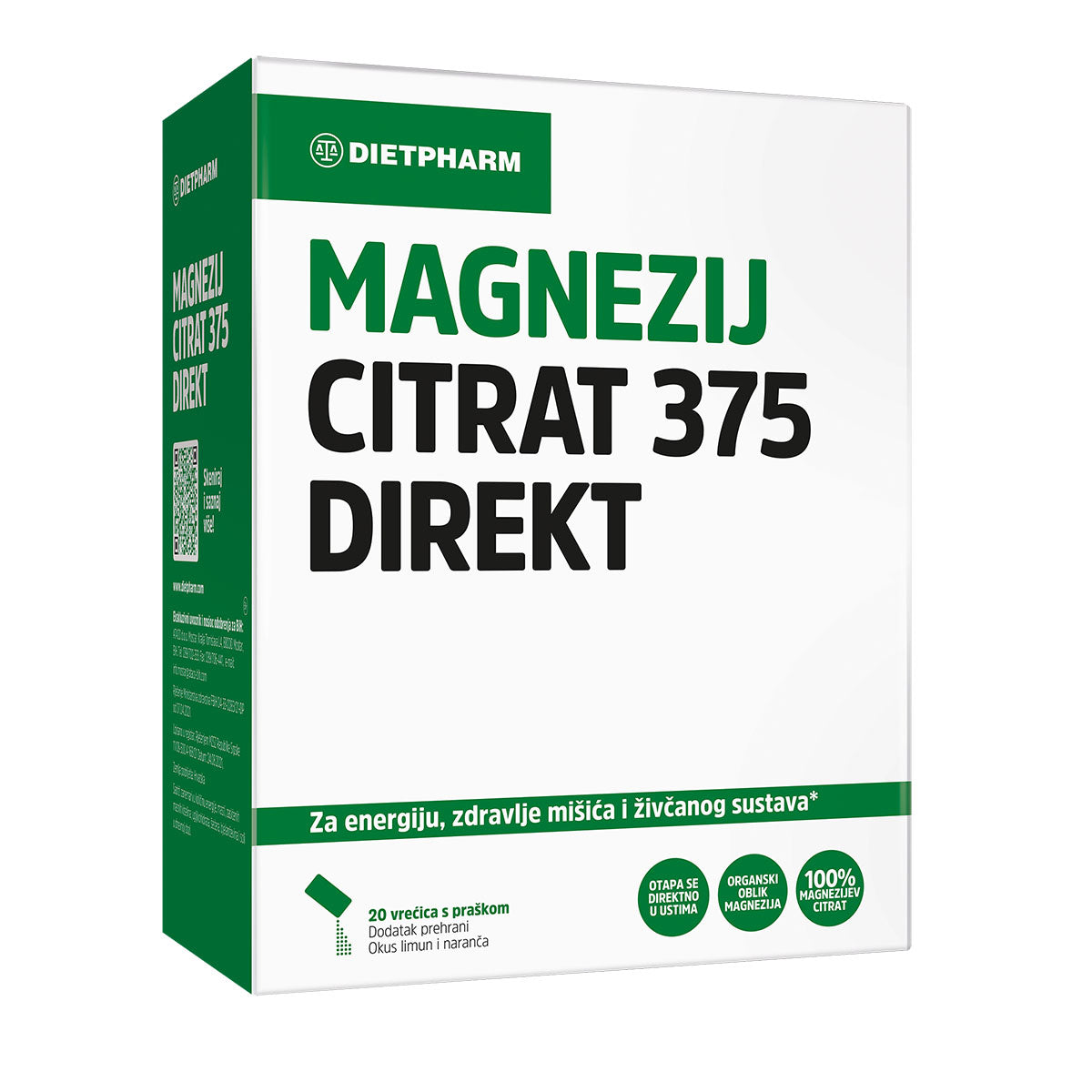 Dietpharm Magnezij Citrat 375 Direkt (20 šumećih tableta)