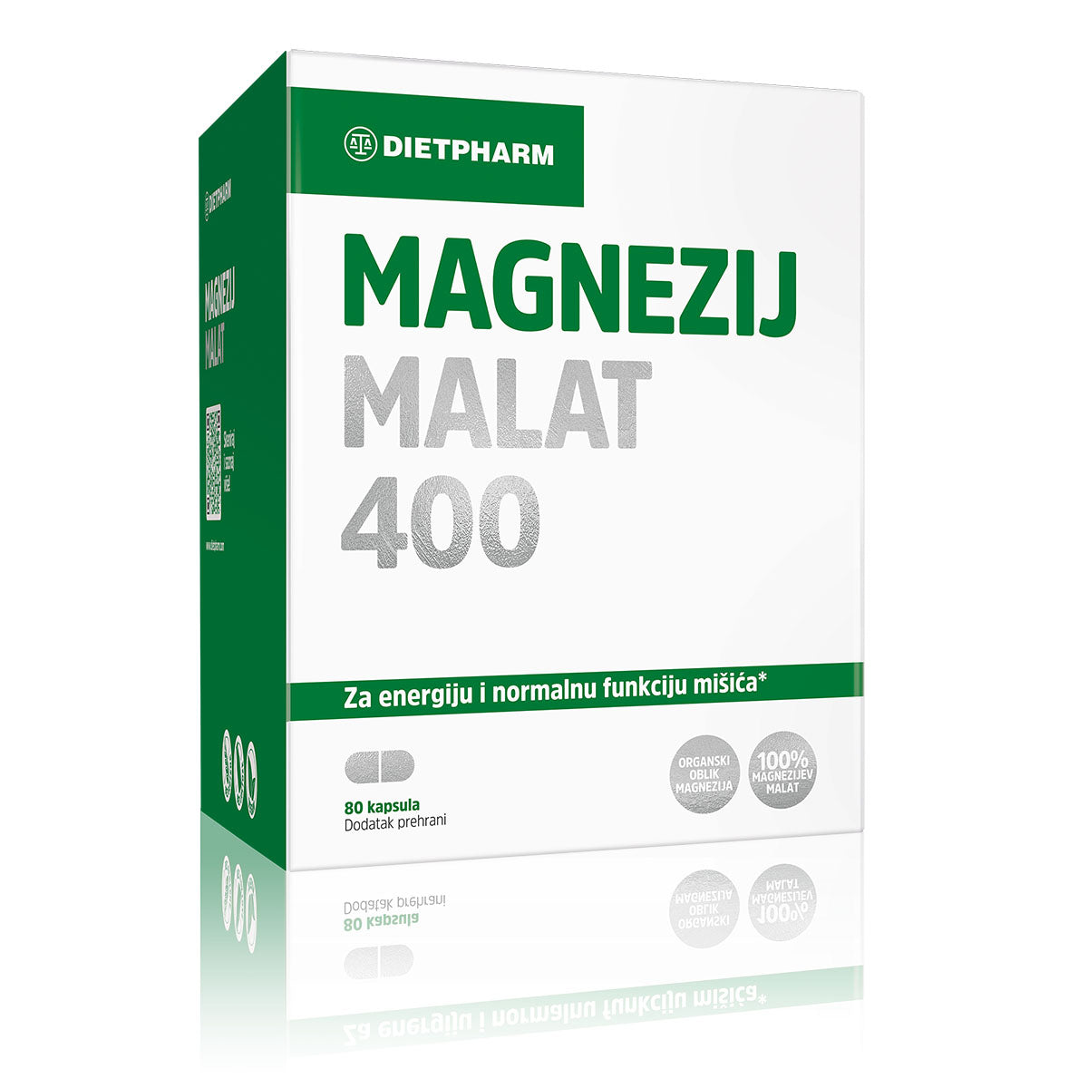 Dietpharm magnezijev malat 400 v prahu (80 kapsul)