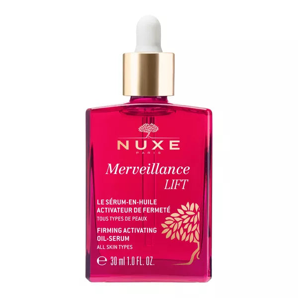 Nuxe Merveillance Lift firming activating oil serum in a 30ml bottle for all skin types.