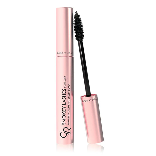 Golden Rose Smokey Lashes Mascara with brush for dramatic volume and length, perfect for a bold smokey effect.