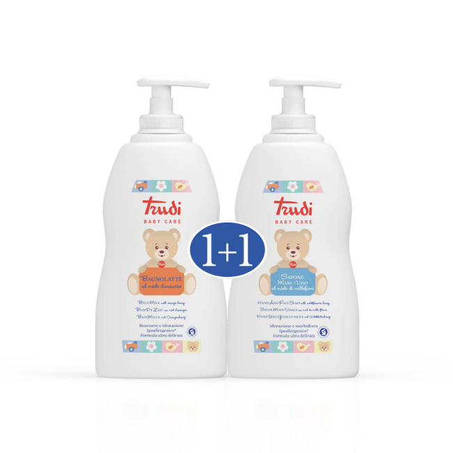Trudi mliječna kupka, 500 ml + Trudi kremasti gel za ruke i lice s cvjetnim medom, 500 ml 1+1 paket