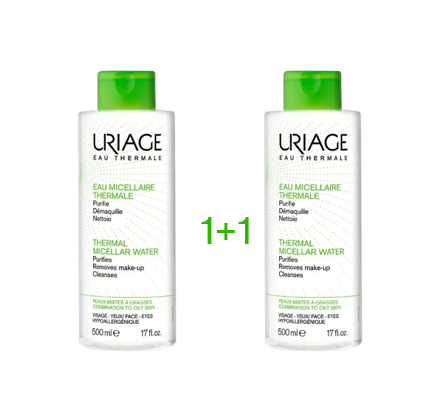URIAGE Termalna micelarna voda za čišćenje mješovite/masne kože 500 ml 1+1 Gratis