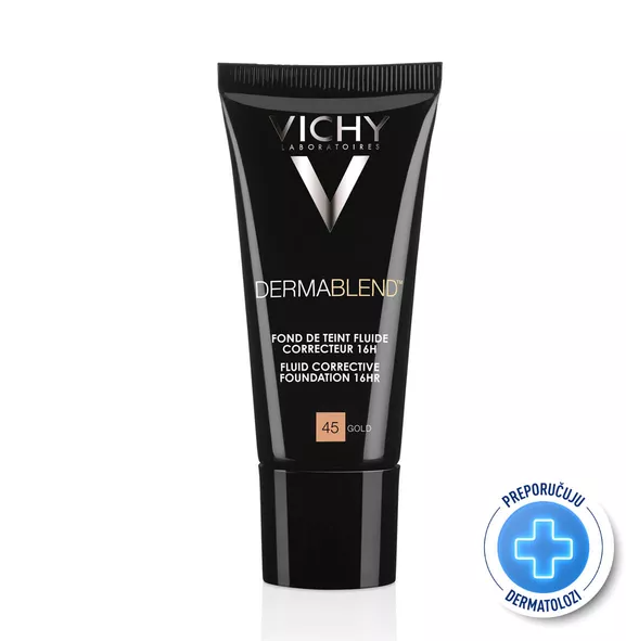 Vichy DermaBlend Fluid korektivni tekući puder, nijansa 45 Gold, 30ml
