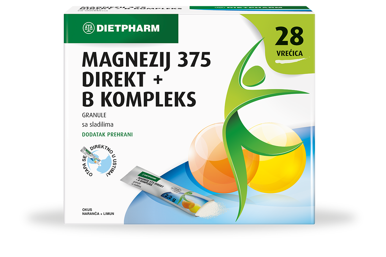 Dietpharm Magnesium 375 Direct + B kompleks (28 vrečk)