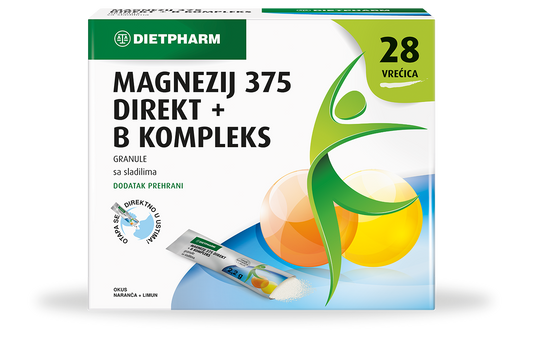 Dietpharm Magnesium 375 Direct + B kompleks (28 vrečk)