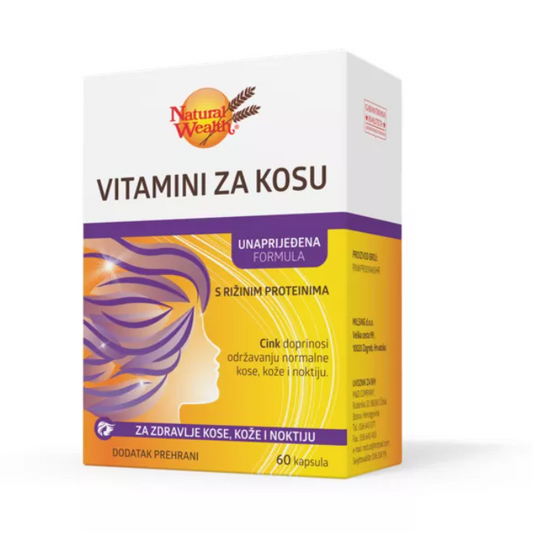 Natural Wealth Vitamins for Hair, 60 capsules, support for healthy hair, skin, and nails with a unique formula.