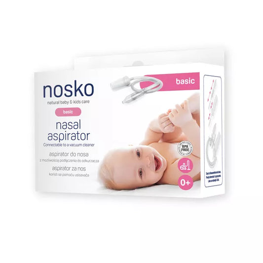 Nosko basic nasal aspirator packaging for effective and gentle nasal cleaning for babies.