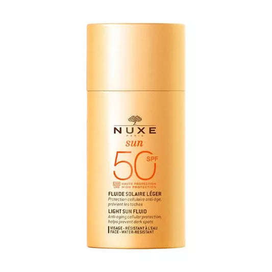 Nuxe Sun fluid za lice SPF 50, 50ml - lagana formula za zaštitu od sunca, pogodna za sve tipove kože.