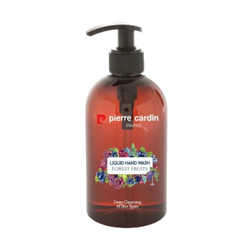 Pierre Cardin Forest Fruits liquid hand wash bottle for deep cleansing, suitable for all skin types.