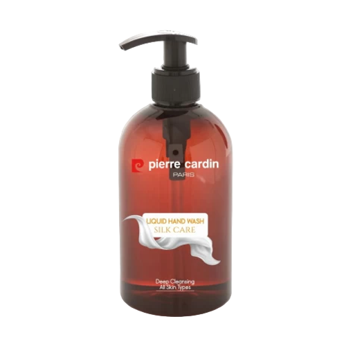 Pierre Cardin Silk Care liquid hand wash bottle, designed for deep cleansing and suitable for all skin types.