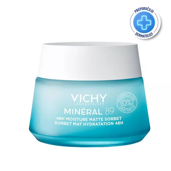 Vichy Mineral 89 MAT SORBET za 48-satnu hidrataciju za mješovitu do masnu kožu, 50 ml