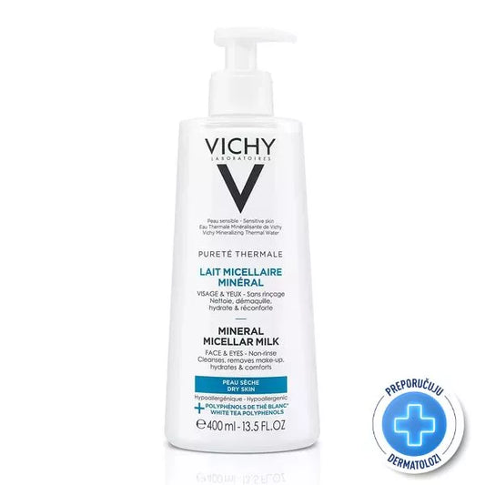 Vichy Purete Thermale mineralizirano micelarno mlijeko za čišćenje suhe kože 400ml