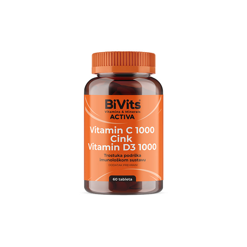 BiVits ACTIVA Vitamin C 1000 + Cink + Vitamin D3 60 tableta