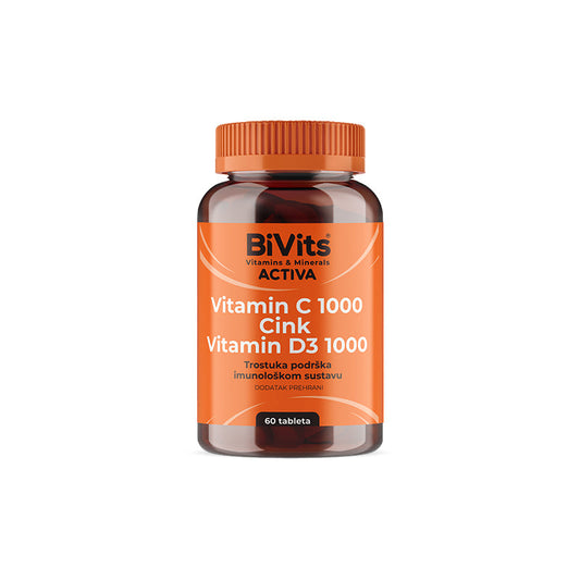 BiVits ACTIVA Vitamin C 1000 + Cink + Vitamin D3 60 tableta