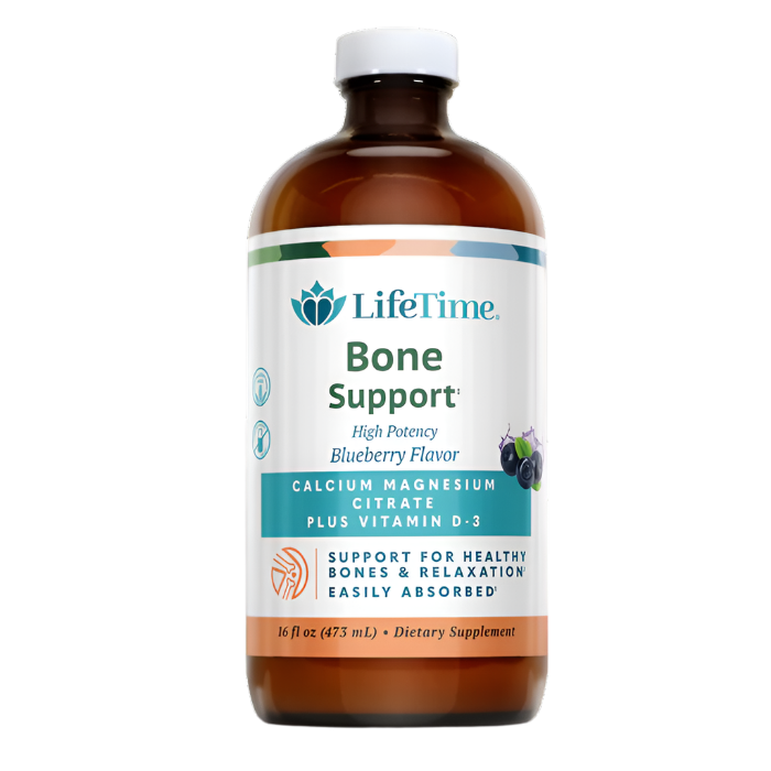 LifeTime Bone Support Tekući Kalcij, Magnezij i Vitamin D3 – Okus Borovnice 473 ml