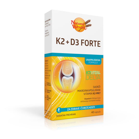 Natural Wealth® K2 + D3 Forte – Optimalna Podrška Kostima i Zdravlju 40 kapsula