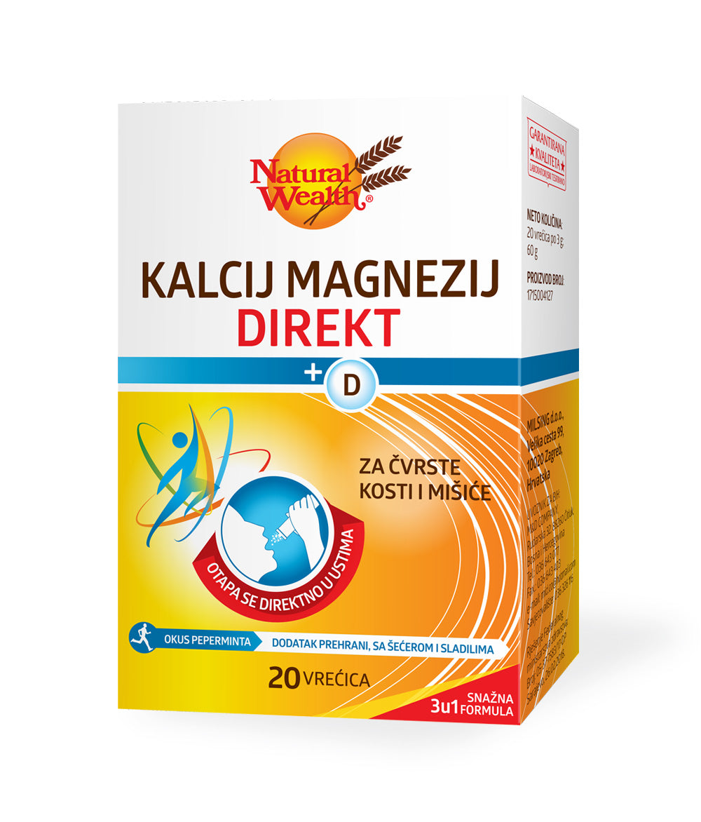 Natural Wealth Kalcij Magnezij Direkt + Vitamin D – 20 vrećica