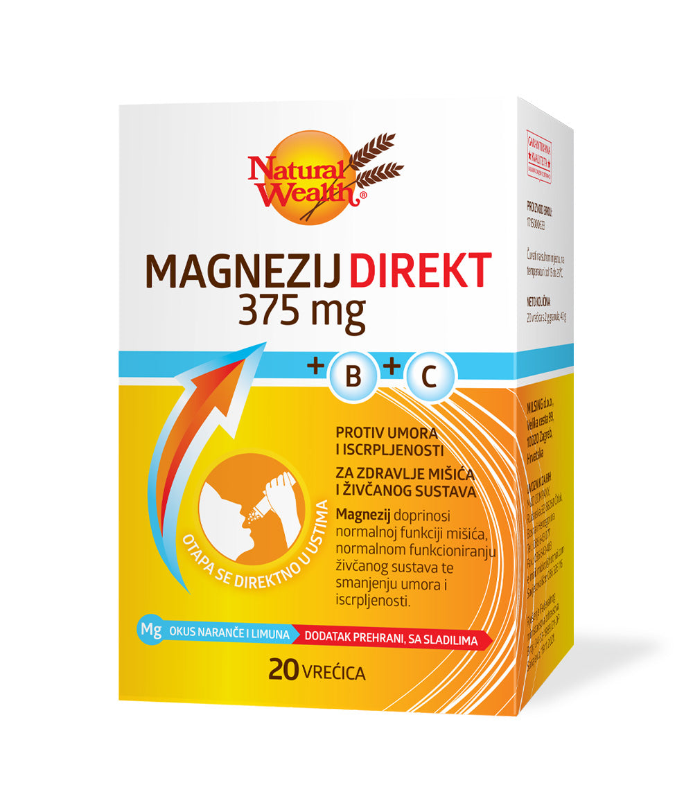 Natural Wealth Magnesium Direct 375 mg + B Complex in C 20 vrečk